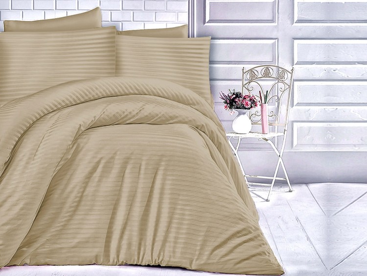 Poszewka Satynowa CIZGILI 50x80 100% Bawełna LIGHT BROWN Darymex