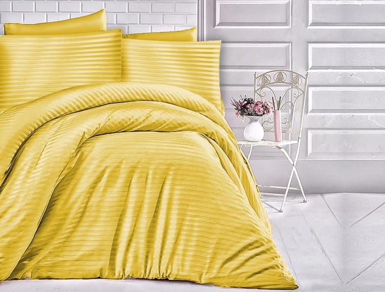 Poszewka Satynowa CIZGILI 60x70 100% Bawełna MUSTARD Darymex
