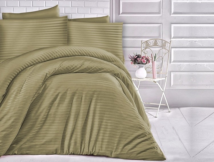 Poszewka Satynowa CIZGILI 50x80 100% Bawełna OLIVE GREEN Darymex