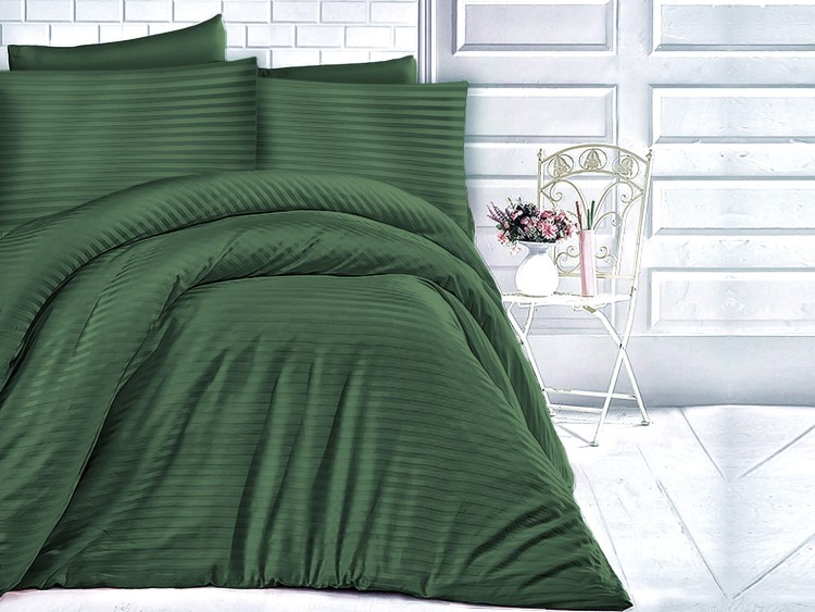 Poszewka Satynowa CIZGILI 50x80 100% Bawełna DARK GREEN Darymex