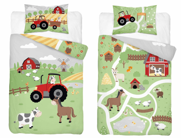 Pościel Bambusowa 90x120 Farma Czerwona 4791A Detexpol
