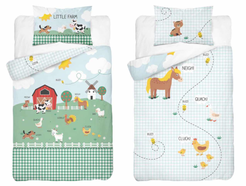 Pościel Bawełniana 90x120 Dwustronna Farma 4991A Detexpol