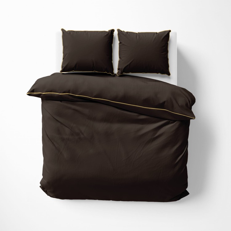 Pościel 140x200 + Poszewka Satyna 100% Bawełna Pure z Bizą Espresso Detexpol