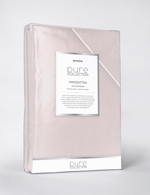 Pościel 140x200 + Poszewka Satyna 100% Bawełna Pure z Bizą Pudrowy Róż Detexpol
