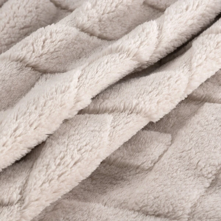 Koc Wytłaczany 70x160cm Caro Beżowy D91