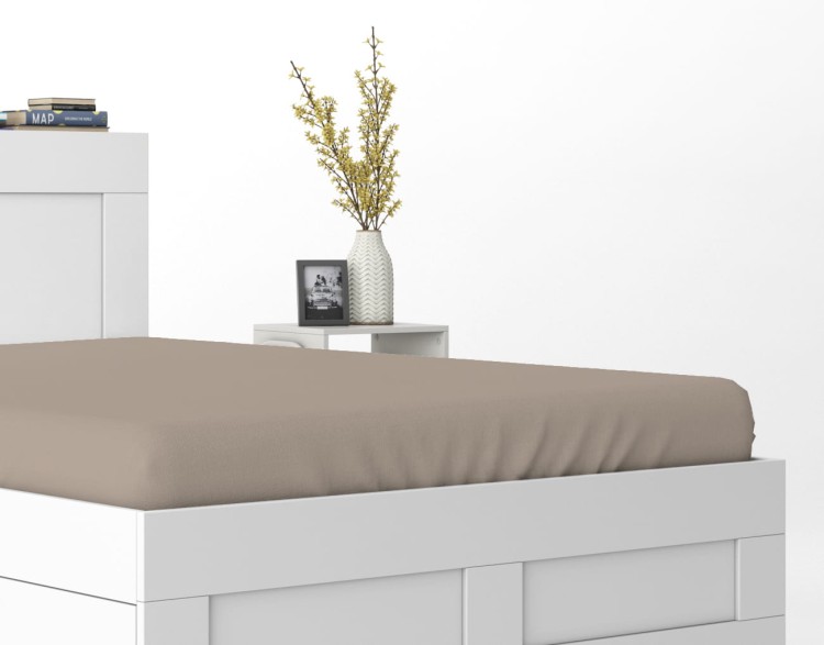 Prześcieradło Satynowe z gumką 220x200 Taupe Pure Detexpol