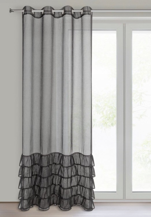 Firana Gotowa 140x250 cm Przelotka Carli Czarna Eurofirany