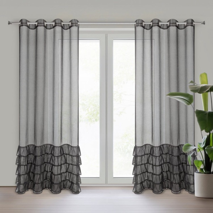 Firana Gotowa 140x250 cm Przelotka Carli Czarna Eurofirany
