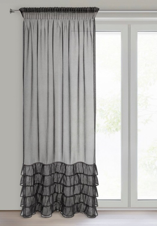 Firana Gotowa 140x270 cm Taśma Carli Czarna Eurofirany
