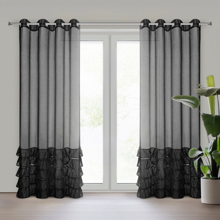 Firana Gotowa 140x250 cm Przelotka Dani Czarna Eurofirany