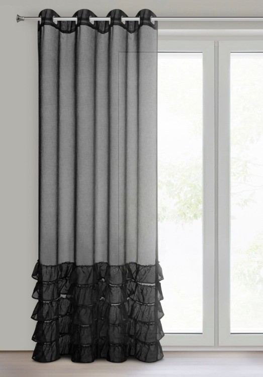 Firana Gotowa 140x250 cm Przelotka Dani Czarna Eurofirany