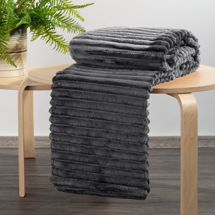 Koc Wytłaczany 70x160cm Soft Stalowy D91