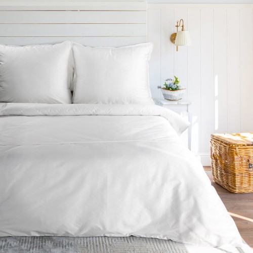 Pościel 220x200cm + 2 Poszewki 100% Satyna Bawełna Retro 5 Biała Eurofirany