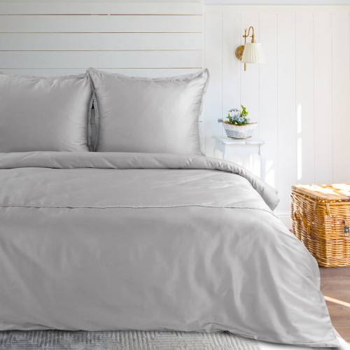 Pościel 220x200cm + 2 Poszewki 100% Satyna Bawełna Retro 5 Srebrna Eurofirany