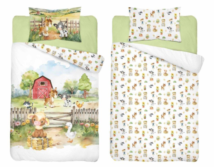 Pościel Bawełniana 90x120 Dwustronna Farma 5140A Detexpol