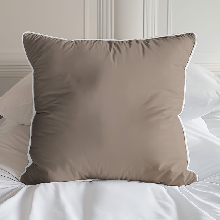 Pościel 140x200 + Poszewka Satyna 100% Bawełna Pure z Bizą Taupe Detexpol