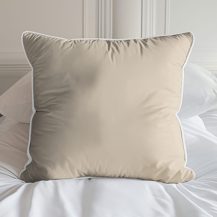 Pościel 160x200 + 2 Poszewki Satyna 100% Bawełna Pure z Bizą PIASKOWY BEŻ Detexpol