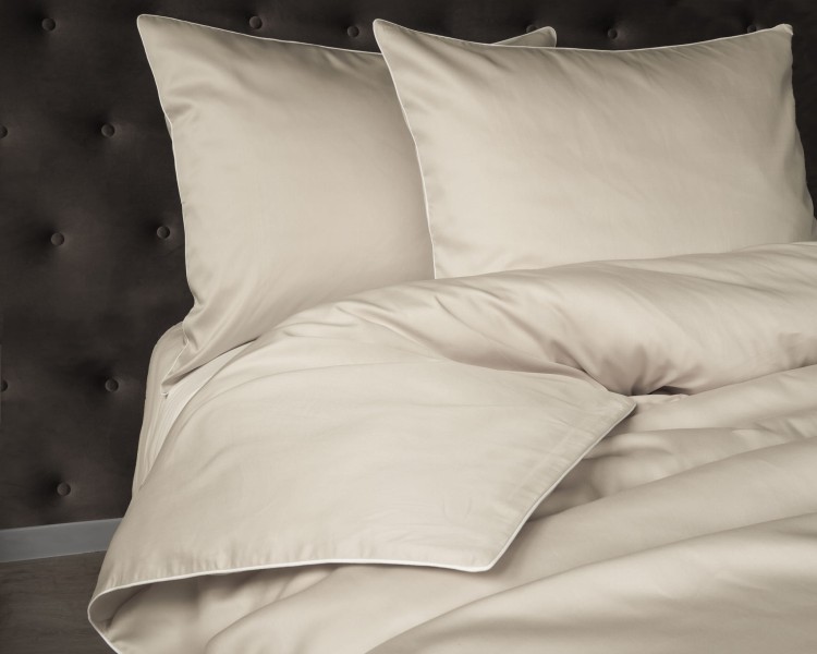 Pościel 220x200 + 2 Poszewki Satyna 100% Bawełna Pure z Bizą PIASKOWY BEŻ Detexpol