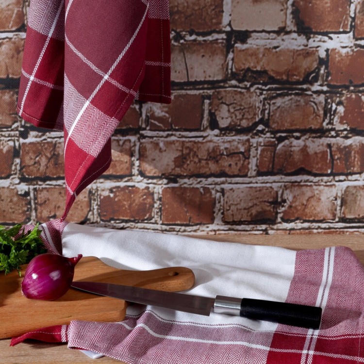Zestaw Ściereczek Kuchennych 2x 50x70cm 100% Bawełna Mona Bordowe Eurofirany