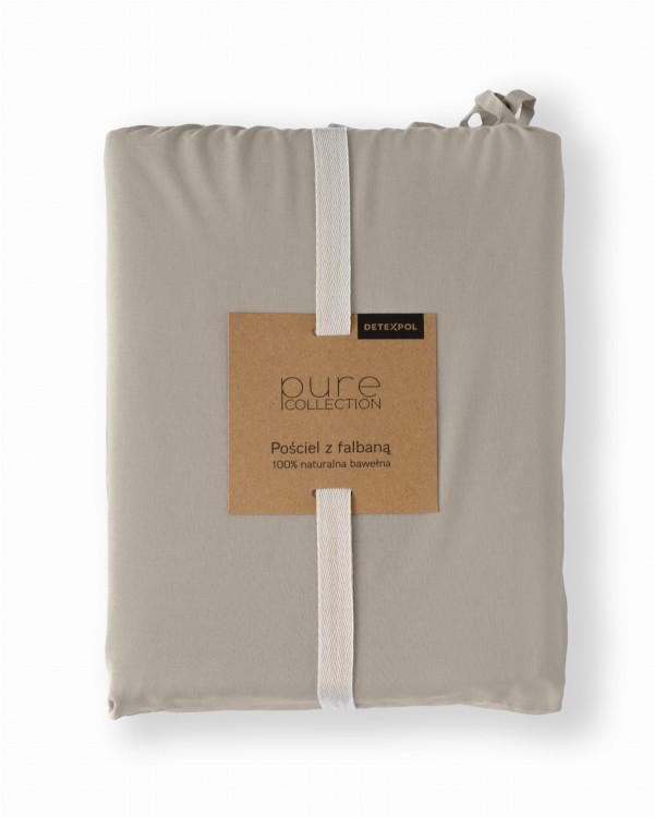 Pościel z Falbaną 220x200 + 2 Poszewki 100% Bawełna Pure Taupe Detexpol