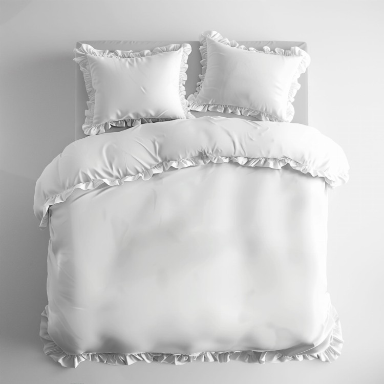 Pościel z Falbaną 220x200 + 2 Poszewki 100% Bawełna Pure Biała Detexpol