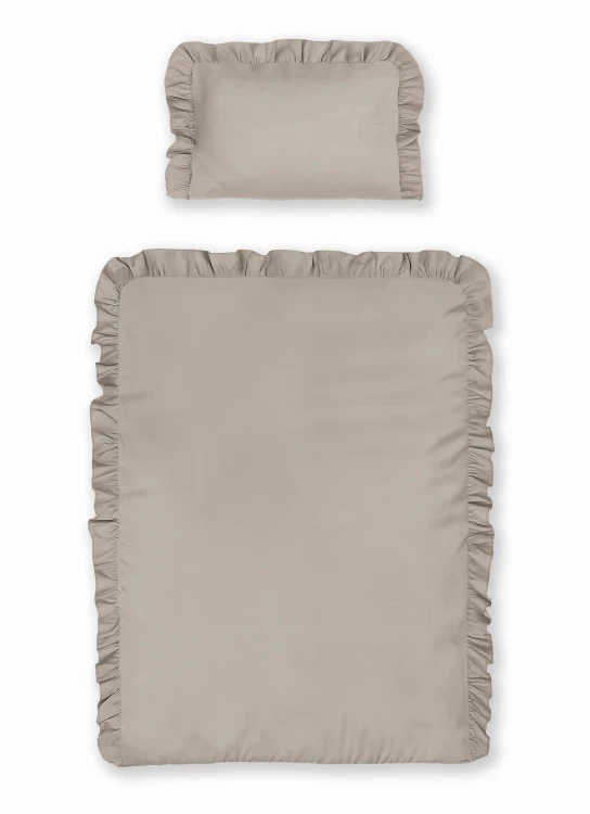 Pościel z Falbaną 90x120 100% Bawełna Pure Taupe Detexpol