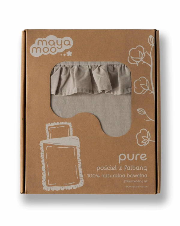 Pościel z Falbaną 90x120 100% Bawełna Pure Taupe Detexpol