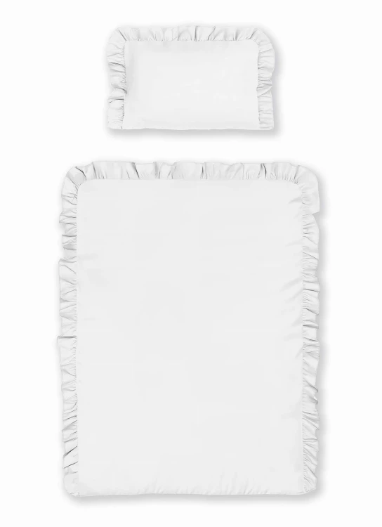 Pościel z Falbaną 100x135 100% Bawełna Pure Biała Detexpol