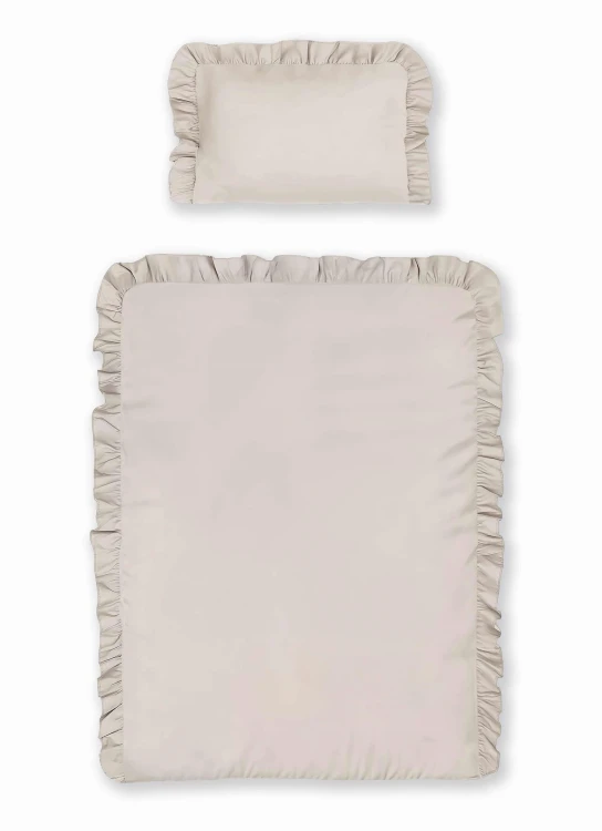 Pościel z Falbaną 100x135 100% Bawełna Pure Beżowa Detexpol