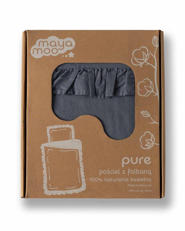 Pościel z Falbaną 100x135 100% Bawełna Pure Grafitowa Detexpol