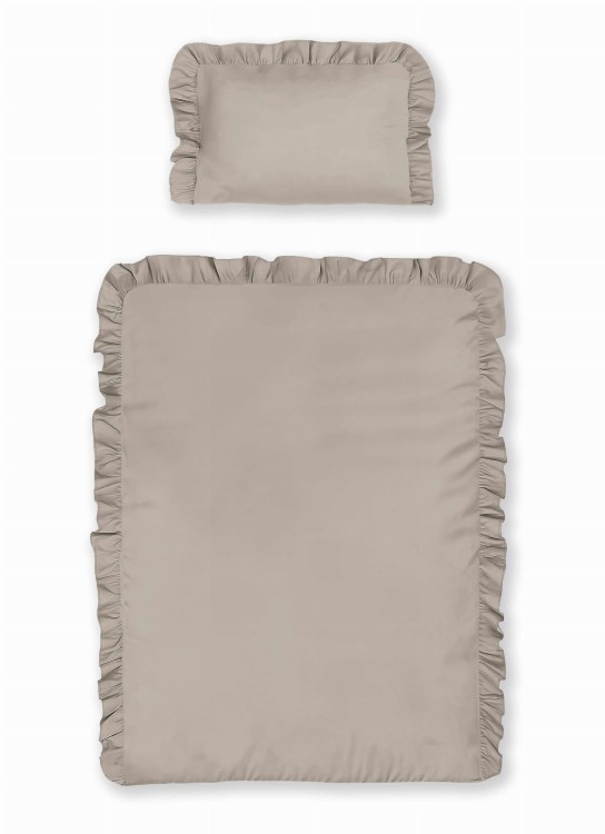 Pościel z Falbaną 100x135 100% Bawełna Pure Taupe Detexpol
