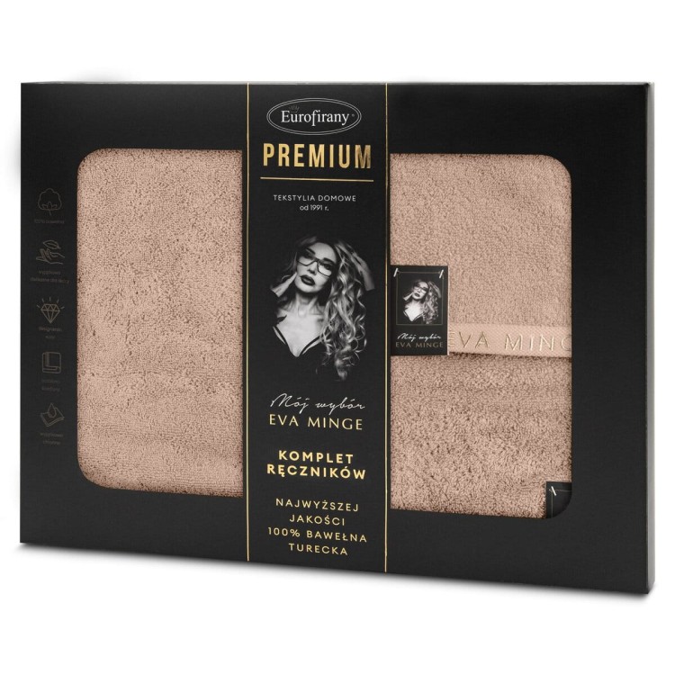 Komplet Trzech Ręczników 100% Bawełna 550g Venus Pudrowe Eurofirany by Eva Minge