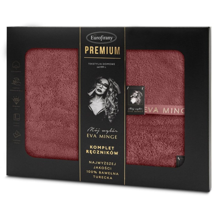 Komplet Trzech Ręczników 100% Bawełna 550g Venus Ceglane Eurofirany by Eva Minge