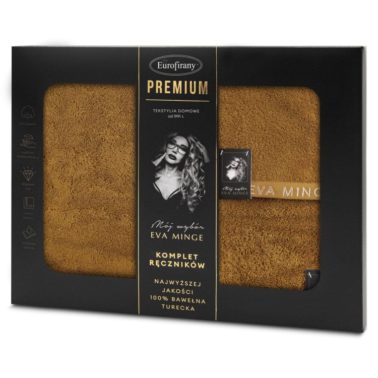 Komplet Trzech Ręczników 100% Bawełna 550g Venus Miodowe Eurofirany by Eva Minge