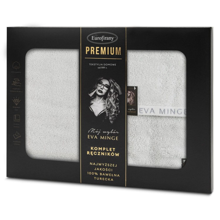 Komplet Trzech Ręczników 100% Bawełna 550g Venus Srebrne Eurofirany by Eva Minge