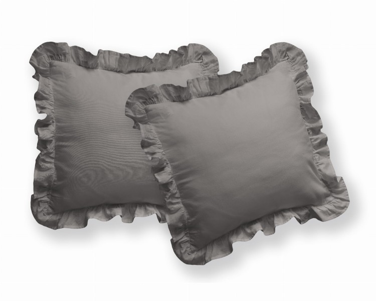 Poszewka z Falbaną 40x40 100% Bawełna Pure Ciepłoszara Detexpol