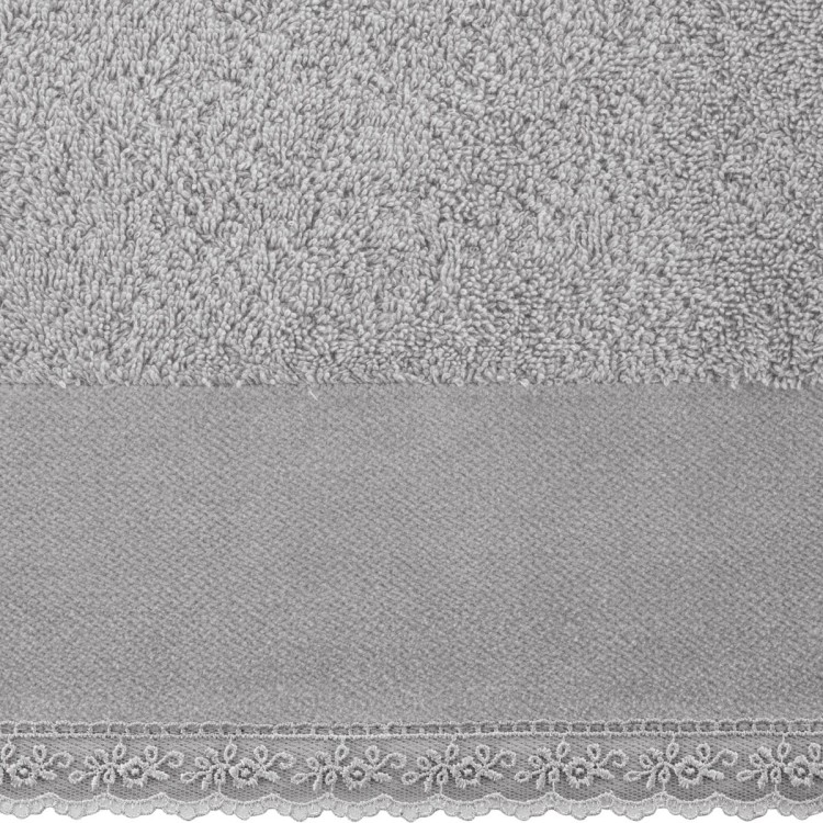 Ręcznik z Bordiurą 70x140 500g 100% Bawełna EMI Srebrny Eurofirany