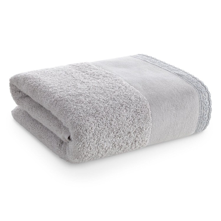 Ręcznik z Bordiurą 70x140 500g 100% Bawełna EMI Srebrny Eurofirany