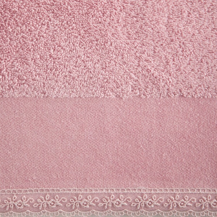 Ręcznik z Bordiurą 70x140 500g 100% Bawełna EMI Różowy Eurofirany