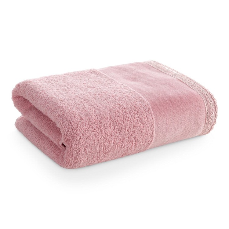 Ręcznik z Bordiurą 70x140 500g 100% Bawełna EMI Różowy Eurofirany