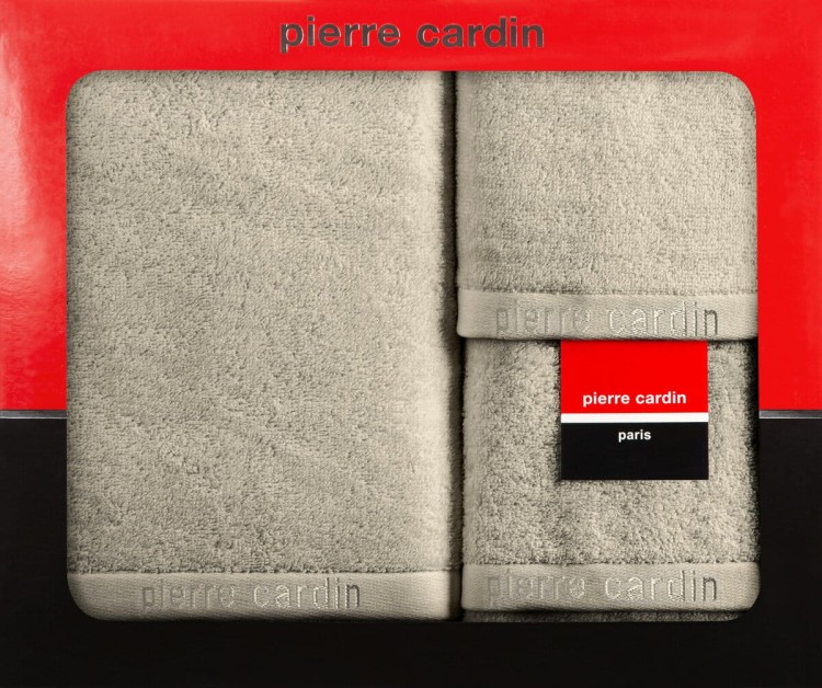 Komplet Trzech Ręczników 100% Bawełna 430g PIERRE CARDIN EVI Jasny Beżowy Eurofirany