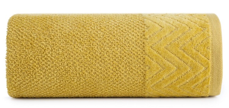 Ręcznik z Bordiurą 50x90 500g 100% Bawełna Loren Musztardowy Eurofirany