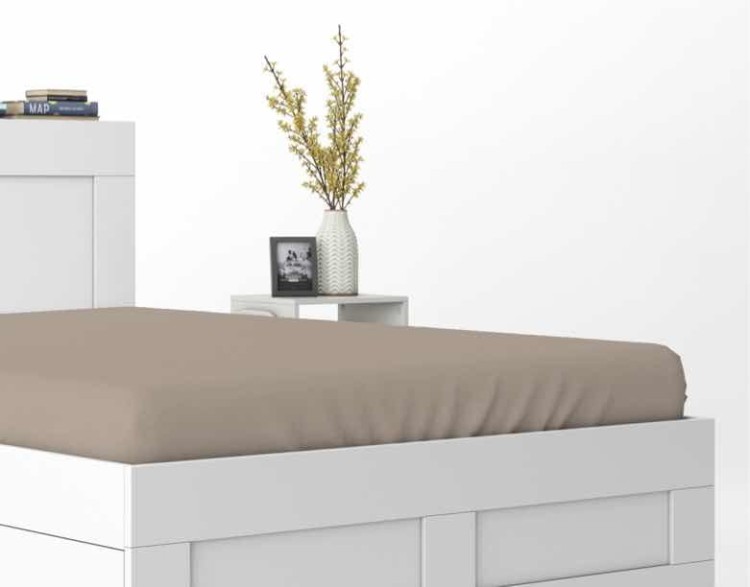 Prześcieradło Satynowe z gumką 90x200 Taupe Pure Detexpol