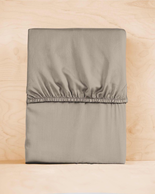 Prześcieradło Satynowe z gumką 90x200 Taupe Pure Detexpol