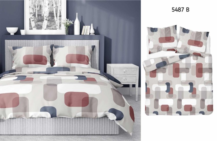 Pościel 220x200 + 2 Poszewki Satyna 100% Bawełna 5487B Detexpol