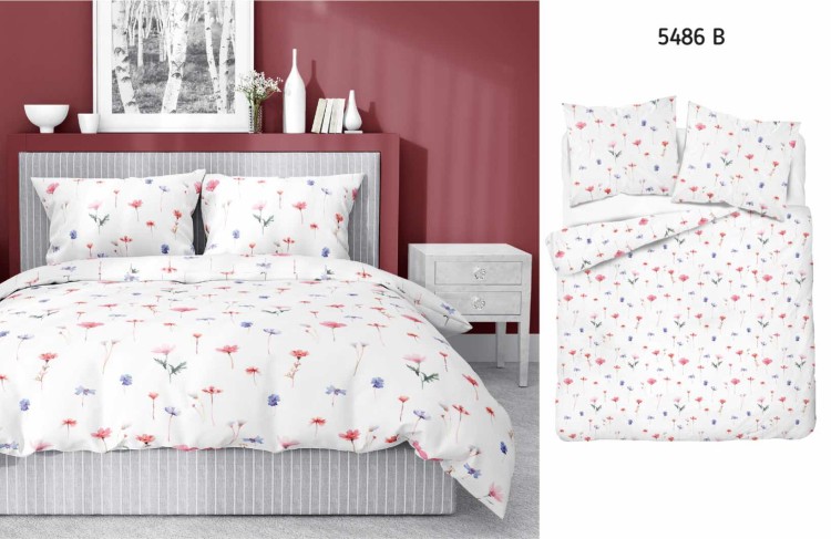 Pościel 160x200 + 2 Poszewki Satyna 100% Bawełna 5486B Detexpol