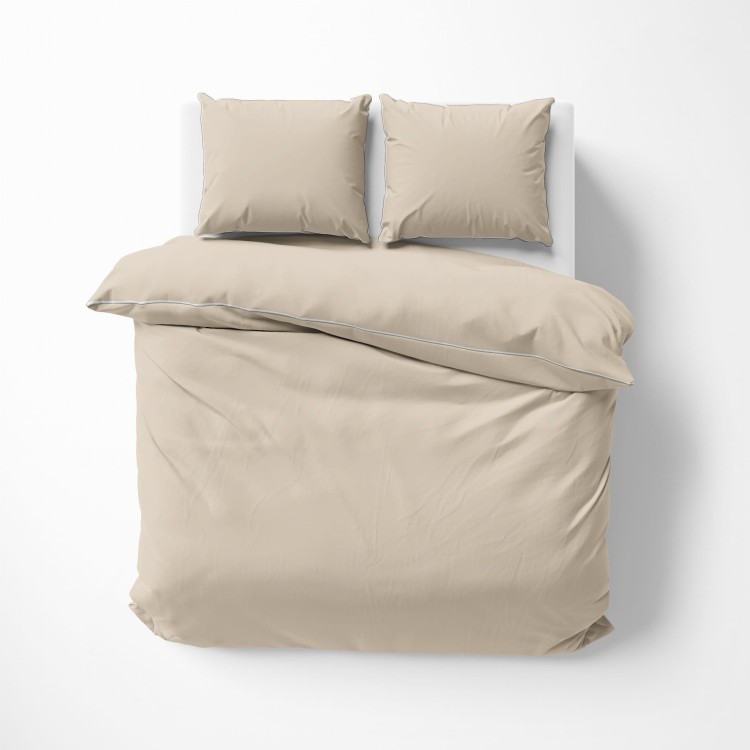 Pościel 180x200 + 2 Poszewki Satyna 100% Bawełna Pure z Bizą PIASKOWY BEŻ Detexpol