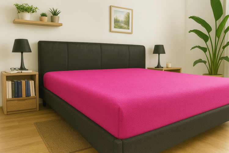 Prześcieradło z gumką 90x200 cm Ciemny Róż Frotte Famitex