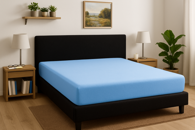 Prześcieradło z gumką 100x200 cm Niebieski Frotte Famitex