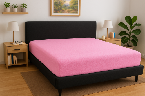 Prześcieradło z gumką 100x200 cm Jasny Róż Frotte Famitex